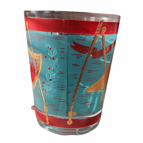 3 American Bald Eagle & Shield Lowball 12 oz Glasses Red Gold Blue USA Lot - Picture 3 of 3